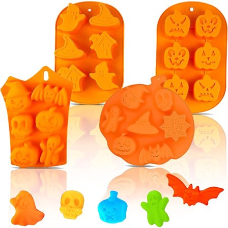 4 Stykker - Bageforme - Halloween Chokoladeform - Halloween Silikoneform - Chokoladeforme