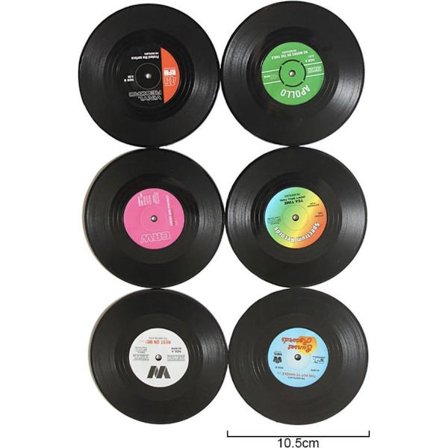 LP | Vinyylialuset 6 kpl, Versteeg - retro - Aluset - Vintage - Levyt - Pyöreä - Lasit - Lasinalunen - Lasinaluset