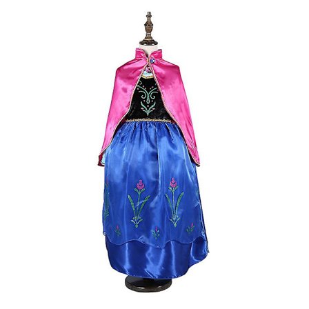 Flickor Frozen Princess Anna Cosplay Kostym Klänning Kappa 2st Set Z X