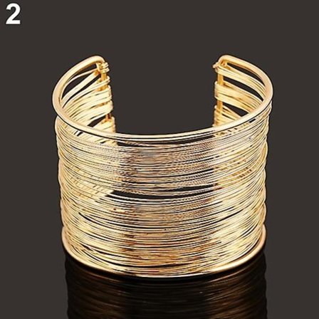 Fashion Dam Multilager Metalltrådar Strängar Öppen Armband Bred Manschett Armband
