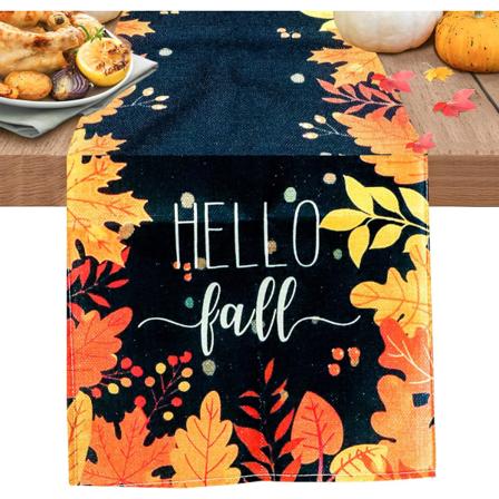 Efterårsbordløber, 1 stk. Hello Fall bordløbere 72 tommer lang efterårsgræskar bordløber 13x72 tommer efterårsbordløber Thanksgiving bord