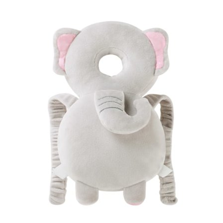 Støtdempende Baby Hodebeskyttelse Ryggsekk - Tykk Polstring for Småbarns Sikkerhet - Elefantgrå