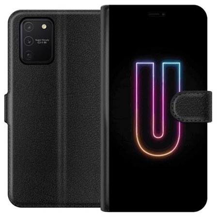 Kompatibelt Lommeboketui til Samsung Samsung Galaxy S10 Lite Minimalistisk neonbokstav U i fargerik lys effekt mot svart bakgrunn