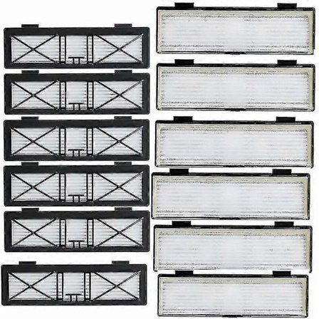 12-pakning tilkoblede filtre for Neato Botvac, Neato Botvac, Connected Series D80 D5 D3 D85 D7 med gratis rengjøringsbørste
