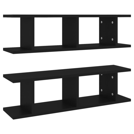 Vidaxl Vägghyllor 2 St Svart 78x18x20 Cm Konstruerat Trä Svart
