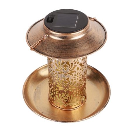 Kraftig Metal Solcelle Fuglefoder med Landskabslys til Have og Gård