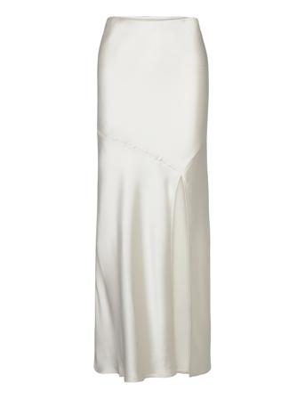 Satin Maxi Skirt Lång Kjol Cream Gina Tricot