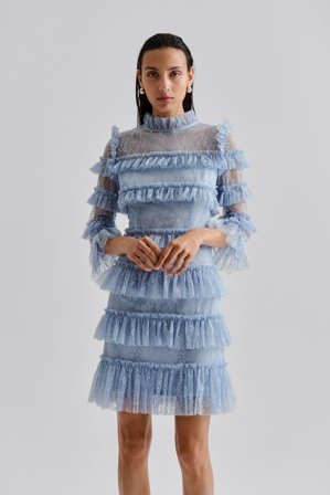 Malina - Carmine mini dress - L - Dusty Blue