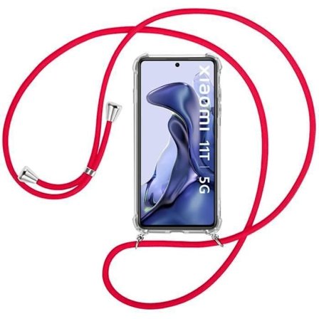 Skyddsfodral för Xiaomi Mi 11T 5G - E.F.CONNECTION - Mjuk - Anti-Shock - Transparent-Röd