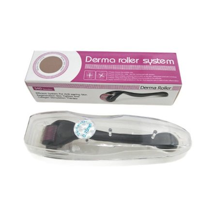 Derma Roller 1.0mm 540-neula kasvoille, keholle ja hiuspohjalle - ABS musta, vähentää ryppyjä ja suuria huokosia