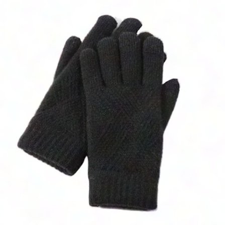 Vintervarme ensfarvede Argyle touchscreen-handsker med fulde fingre