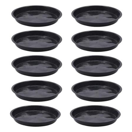 10 kpl 10 kokoa Muoviset pyöreät kukkaruukkujen alustat, puutarhan istutuslautanen, Jikaix Black 23cm x 23cm x 2.6cm