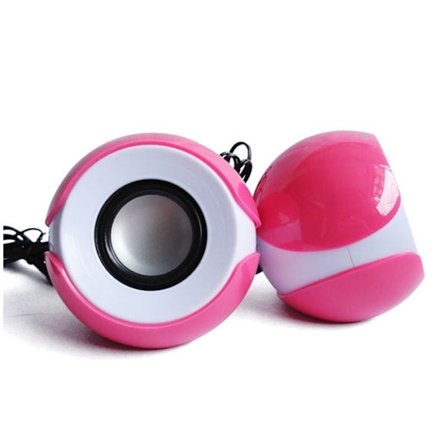 Usb-datorhögtalare, små högtalare för bärbar dator, stationär dator, netbook, pc, minidrivet stereohögtalarsystem med volymkontroll, ljudkontakt, rosa