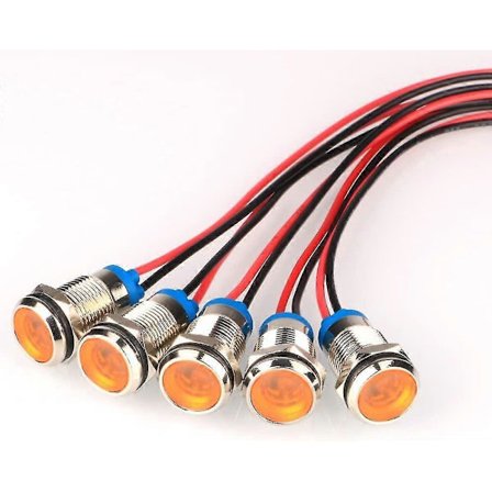 5 kpl 10 mm 230 V AC LED-metallivedenpitävä merkkivalo (keltainen)