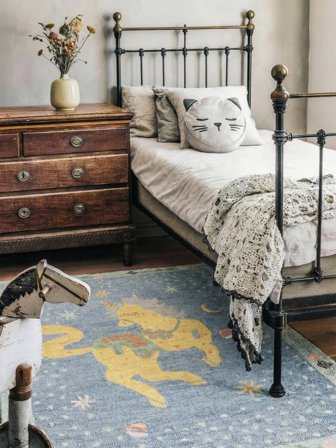 Tapis Enfant Unicorn Bleu/Vert Menthe Petit Oeko-Tex