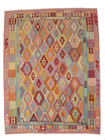 Tribal Duży Kilim Afgan Old Style Dywan 258X332 Wełna