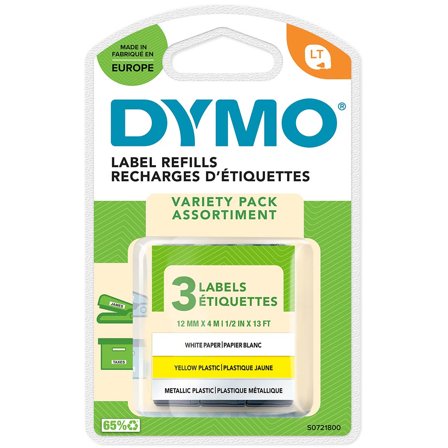 DYMO LetraTag labels 12mm x 4m 3-pack
