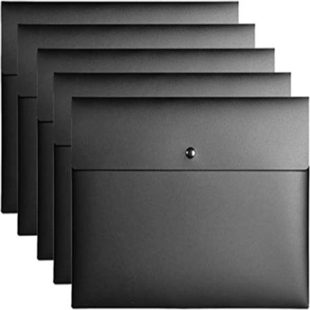 5 stk plastkonvolutt dokumentposeorganisator