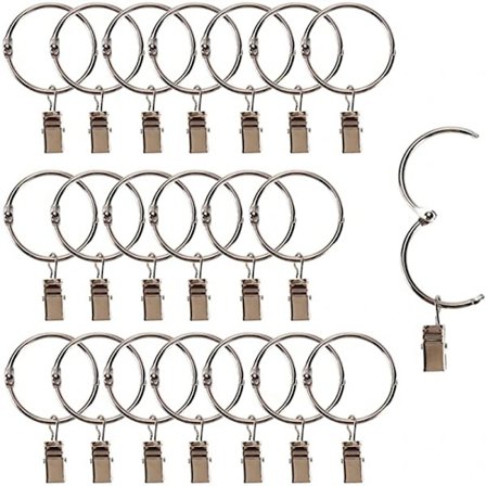 /EA/Messing gardinringe med klemmer, metalgardinringe med rustfri