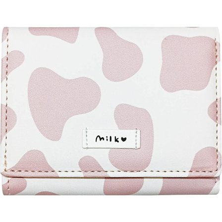 Naisten ja tyttöjen lompakko, söpö lehmänkuvioinen kolminkertainen lompakko, PU-nahka, ohut pieni lyhyt lompakko, sarjakuvamainen kolminkertainen 