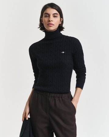 GANT Damen Zopfstrick Rollkragenpullover aus Stretch-Baumwolle (XL)