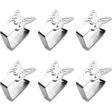 6 Butterfly Shaped Tablecloth Clips Made of Thick Stainless Steel, Suitable for Outdoor Picnics and Family Gatherings