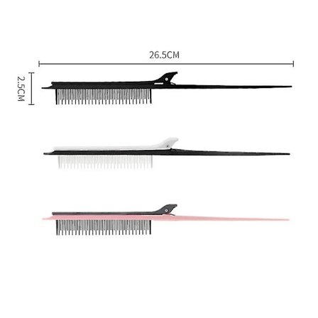 2 stk. Spisshalekam med høyglans, spisshalekam i plast, frisørsalong, fargebørste, vev