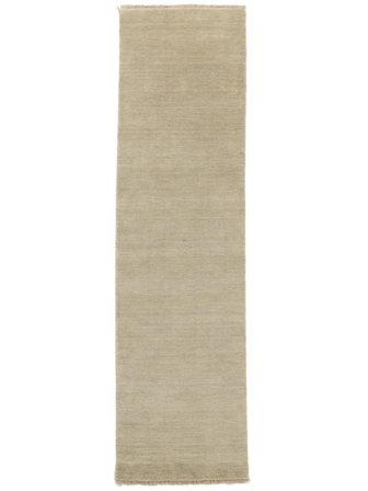 Wool Rug Plain (Single Colored) Handloom Fringes Greige Runner Small