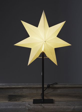 Frozen papirstjerne på fot H55 - hvit/sort