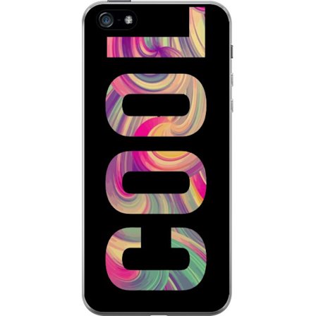 Kompatibel Mobilcover til Apple Apple iPhone 5 Modern typografisk kunst med ordet LOVE i flydende regnbuefarver mod sort baggrund, der skaber en stær