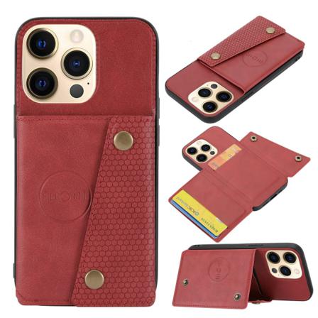 Iphone 14 Pro Max - Skal Med Korthållare Röd