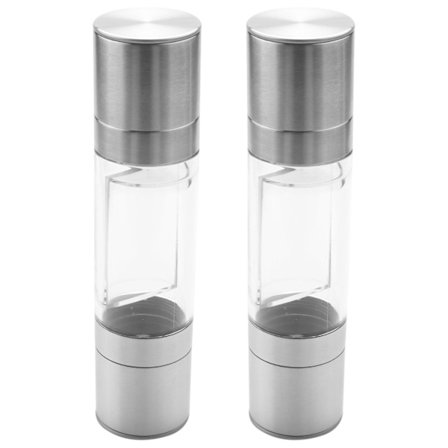 2x Salt- och Pepparkvarn i Rostfritt Stål 2 i 1 Manuell Salt- och Pepparkvarn Återfyllningsbar