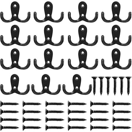 Klädkrokar, 15 stycken Dubbla Klädkrokar Antik Vägg Garderobskrokar Och Klädkrok Svart Vägg Garderober, Förvaring Hemma Med Skruvar, Hyllor