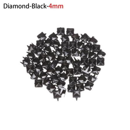 50st Doll Colthes Spänne Bältesknappar Svart Diamant 4mm 50st
