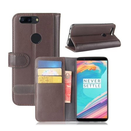 OnePlus 5T laadukas nahkakotelo - Ruskea