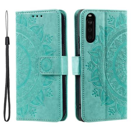 SKALO Sony Xperia 10 VI Mandala lompakkokotelo - Turkoosi Turquoise