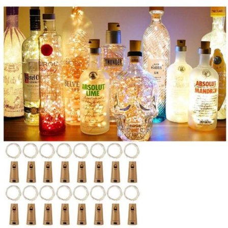 Pakke med 16 flaske lys, 20 LED'er, 2M flaske lys, varm hvid kork fe lys