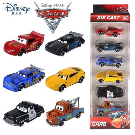 6. sett Disney Pixar Cars 3 Leketøy 1:55 Støpt Kjøretøy Metall Legering Biler Lynet McQueen Modellbil