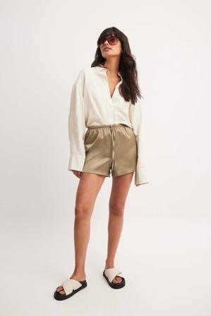 NA-KD Short ample en satin à taille haute - Short taille haute - Brun - EU 32