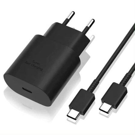Oplader til Samsung 25W - Hurtigoplader USB-C - Strømadapter + Kabel 2M 3 Meter + 25W Adapter [sv] 3 Meter + 25W Adapter [sv]