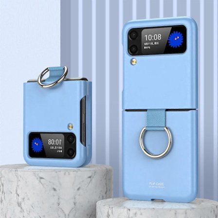 Ringhållare Skal Kompatibel Samsung Galaxy Z Flip 4 Med Ringstativ, Z Flip 4 PC Frostat Skal Anti-förlorad