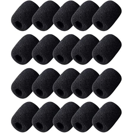 20 stk Skum Mikrofon Hodetelefonhette Mikrofon Vindskjerm Mic for Klasserom, Konferanserom, Nyhetsintervjuer, Utendørsaktiviteter, Svart