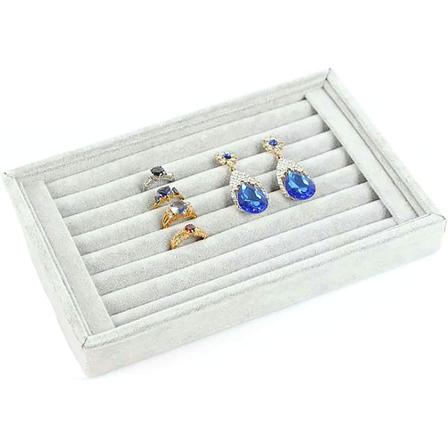 Näyttöteline Korujen säilytysalusta Sametti Sormusten, korvakorujen ja kaulakorujen säilytykseen 23*15*3cm Jää Sametti 1 kpl ice gray