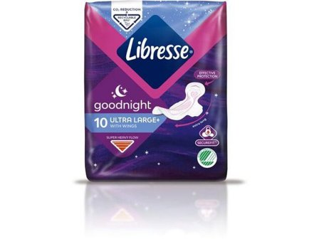 LIBRESSE Binda Ultra Large+ Wings Goodnight 10/fp - Lyreco - Sjukvård och omsorg - Hygien - Intimhygien