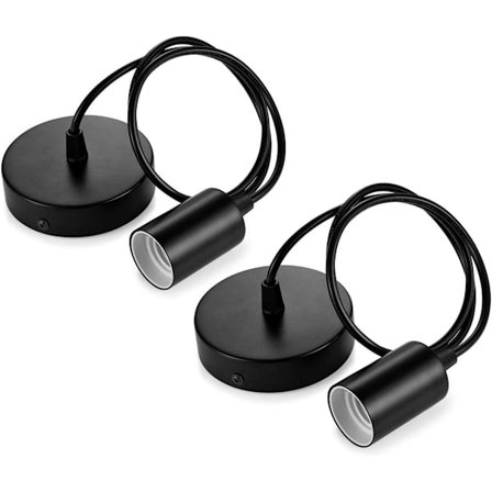 Set med 2 metallhängande lampor, E27 lamphållare med kabel, 100CM p