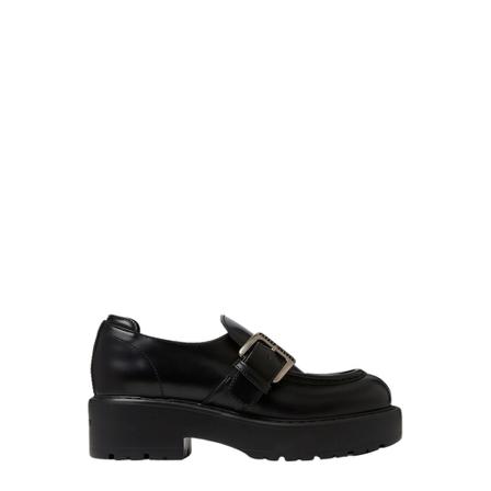 Miu Miu Buckled Platform Loafers Sort, Dame Sandaler med kilehæl, Størrelse: 40 EU