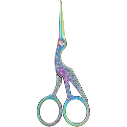 Broderisaks, Vintage rustfritt stål sysaks fargerik trane klassisk stork form spiss sysaks