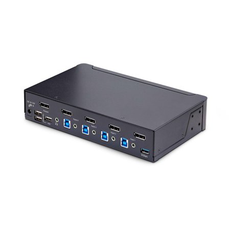 StarTech 4-Port DisplayPort 1.4 KVM Switch, 8K 60Hz / 4K 144Hz, 2x USB 3.0 Ports, 4x USB 2.0 Ports, Hotkey Switching, TAA Compliant