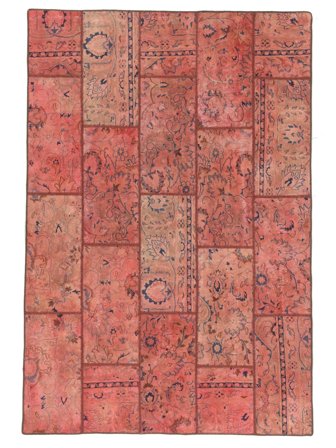 Noué À La Main Patchwork Tapis 170X251 Vintage Persan De Laine Rouge/Rouge Foncé