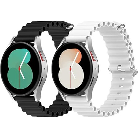 2-pack Ocean Sport Band för Samsung Galaxy Watch Band Mjukt Silikon för Galaxy Watch 5 Pro/Galaxy Watch 4/Galaxy Watch Active 2/Gear Sport